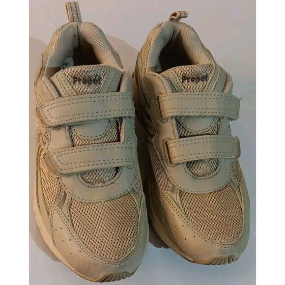 Propet Beige Double Strap Comfort Athletic Shock Absorbing Tennis Shoe - Picture 2 of 16